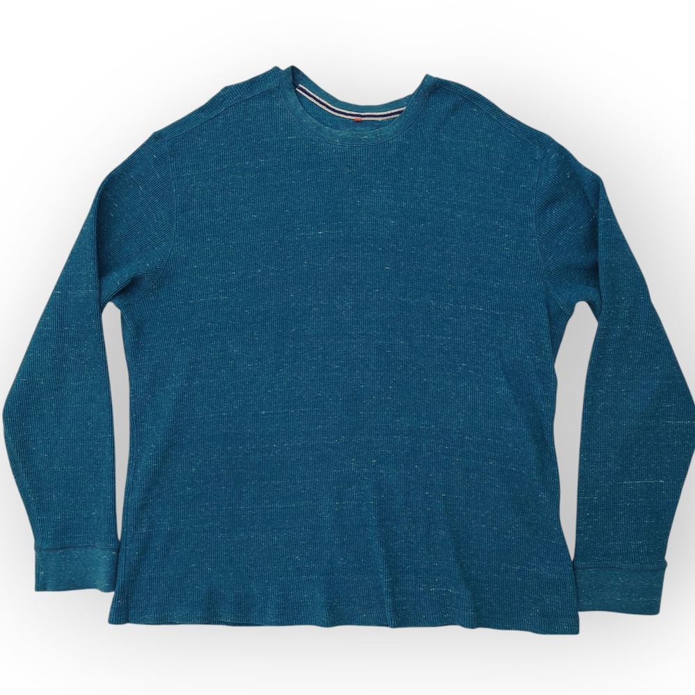 Ruff Hewn Thermal Shirt Mens XXL Pepper Blue Long Sleeve Waffle Knit Heathered
